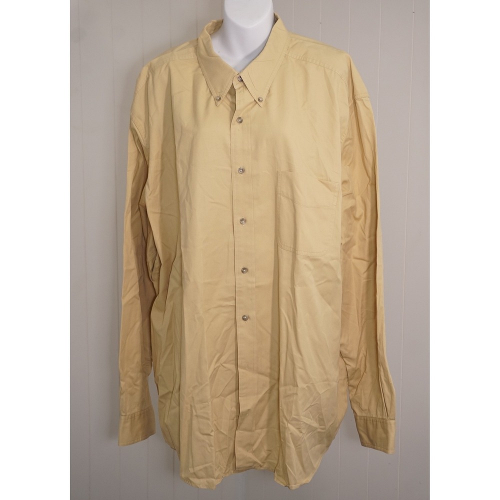 Eddie Bauer 3XL Tall Yellow Cotton Relaxed Fit Button Down Shirt